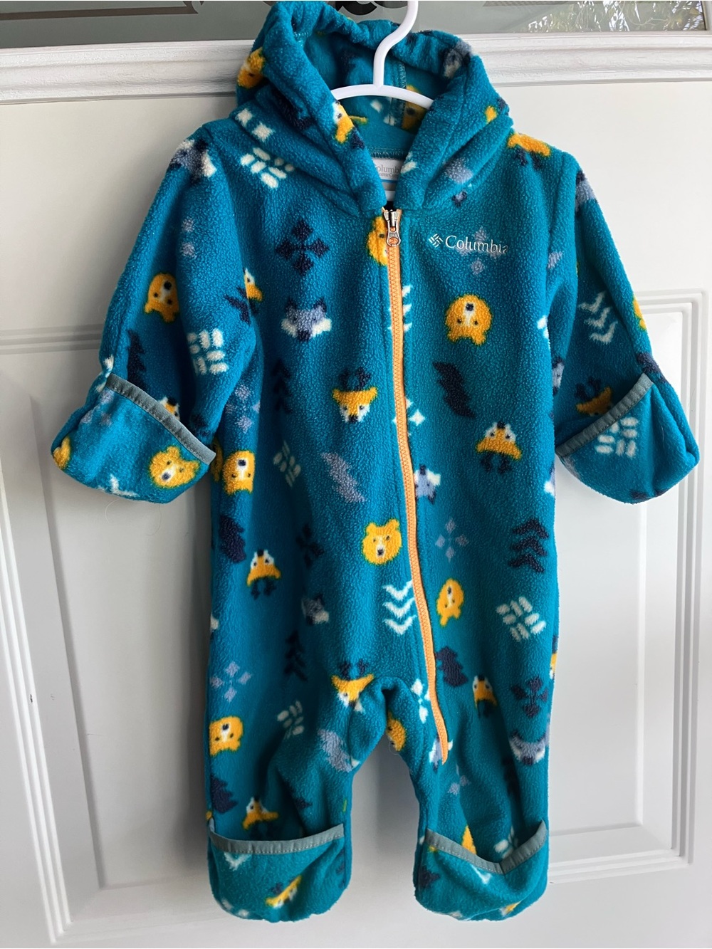 Columbia fleece green woodland bunting suit 3-6 months